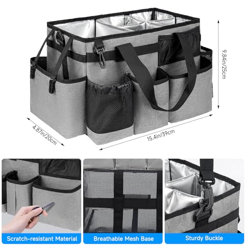 Cleaning Caddy Bag, Large Cleaning Bag for Housekeepers, Rose Gray - color: Gray, size: L