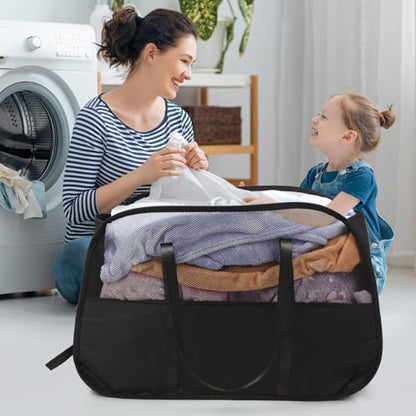 Collapsible Laundry Baskets with Easy Carry Handles, 95L Clothes Hamper for Storage, Foldable Laundry Basket Tear-proof, Large Pop Up Hampers for Laundry, Bedroom, Bathroom, Dorm Black - style: Black
