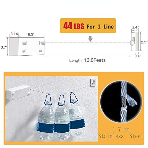JOOM Retractable Clothesline Indoor, Dual 2 x 13.8 FT Clothes Lines, Gray - color: Gray