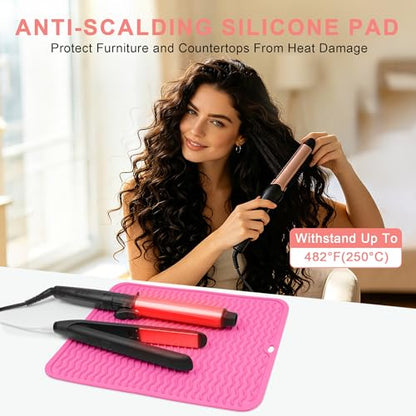 Oversize Silicone Heat Resistant Mat for Hair Tools - color: Hotpink