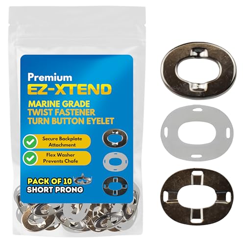 EZ-Xtend Marine Twist Fastener Turn Button Eyelet (Short Prong - 10 PK) - style: Short Prong - 10 PK