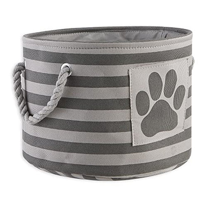 Bone Dry Pet Storage Collection Striped Paw Patch Bin, Small Round, Grayz, Medium Breeds (Pack of 12) - color: Gray, size: Small Round (Pack of 12)