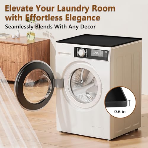 Washer Dryer Top Protector Mat 23.6"x19.7" Anti-Vibration Anti-Slip Washing Machine Cover, Raised Edge Waterproof Pad, Shock-Absorbing Silicone Mat for Laundry Basket & Detergent Organizer - size: 24*19