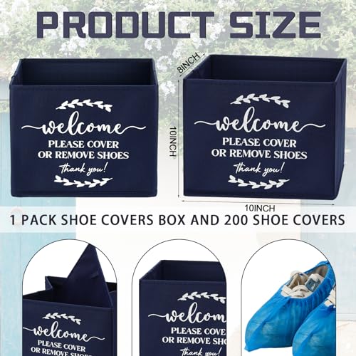 Suzile 200 Pack Disposable Shoe Covers with Dispenser Box, Dark Blue - color: Dark Blue