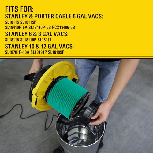 Stanley HEPA Cartridge Filter Fits Most 5–18 Gal Wet/Dry Vacuums 08-2566H - style: HEPA Cartridge Filter