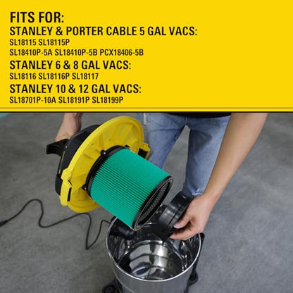 Stanley HEPA Cartridge Filter Fits Most 5–18 Gal Wet/Dry Vacuums 08-2566H - style: HEPA Cartridge Filter