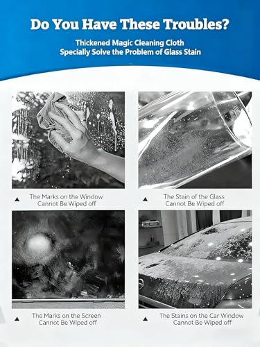 Thickened Magic Cleaning Cloths - 5 Pack Premium, Streak/Lint/Scratch-Free for Cars, Ultra-Absorbent Reusable Rags for Screens, Glass, Windows, Kitchen & Mirror, Durable, Gray (11.8''x11.8'')