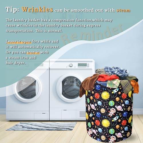 Funny Astronaut Laundry Basket Oxford Cloth Foldable Hamper 18.9x16.5In - color: Funny Astronaut Colorful Planet