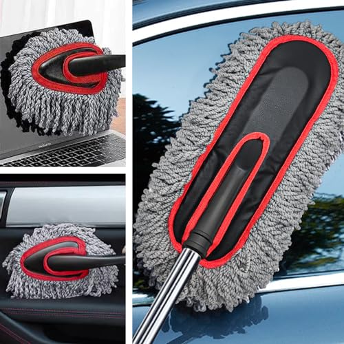 YeewayVeh 2-Pack Car Duster Kit, Microfiber Scratch-Free, Gray/Red - color: Gray / Red, size: 2 Pack