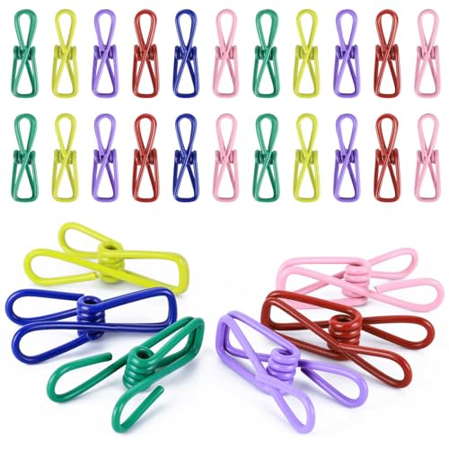 30pcs Chip Clips, 2.2 inch Bag Clips, Small Metal Clothes Pins, Colored - color: 30pcs-metal