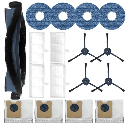 17pack Omni C20 Accessories, Replacement Parts Compatible with Eufy Omni C20 Robot Vacuum Cleaner, 1 Set Main Brush, 2 HEPA Filter, 4 Side Brushes, 4 Mop Pad, 4 Dust Bags - size: 17pc