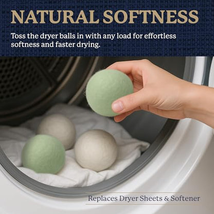 Farberware Wool Dryer Balls, 4-Pack, Reusable - color: White/Green