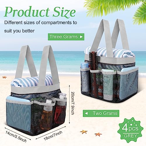 Hillban 4 Pcs Portable Mesh Shower Caddy, Gray - color: Gray