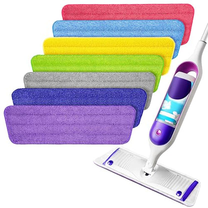 Reusable Mop Pads Compatible with Swiffer PowerMop, 7 Pack Microfiber Power Mop Refills Washable for 15" Spray Mops, Multi-Surface Floor Cleaning