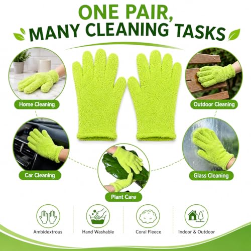 Dusting Gloves, Ambidextrous Washable Cleaning Gloves, Multipurpose for Home Car Plant Blind Hard-to-Reach Surface Indoor Outdoor Cleaning