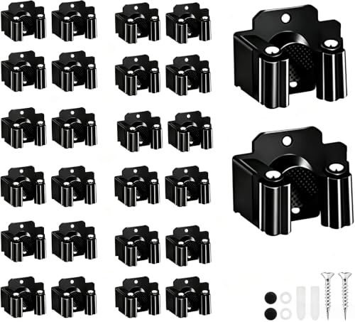 24 Pack Broom Holder Wall Mount, Tool Storage Mop Organizer, Shovel Rack Hooks For Garage Laundry Kitchen Garden Shovel Cleaning Supplies