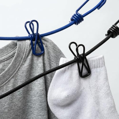 2 Pack Travel Clothesline with 24 Clips, Portable Windproof Laundry Line