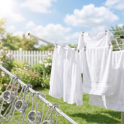 20 Pack Heavy Duty Stainless Steel Clothes Pins with Storage Bag, 3.4 Inch Large Wire Clothespins for Outdoor Laundry and Line Drying, 2.5mm Thick Rust-Resistant Metal Clips for Clothes and Bags