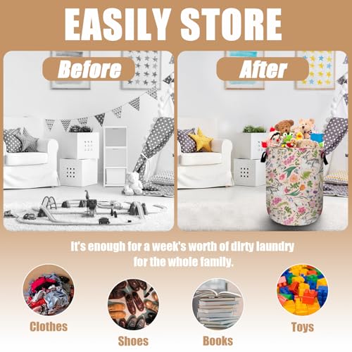 Bunny Rabbit Laundry Basket, Foldable Rabbit Flower Laundry Hamper Tote Bag Dirty Clothes Storage Bucket Organizer for Bathroom/Laundry/Bedroom 15.7"x19.6" - color: Cute Rabbit