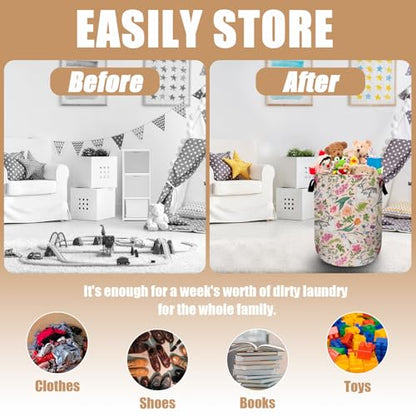 Bunny Rabbit Laundry Basket, Foldable Rabbit Flower Laundry Hamper Tote Bag Dirty Clothes Storage Bucket Organizer for Bathroom/Laundry/Bedroom 15.7"x19.6" - color: Cute Rabbit