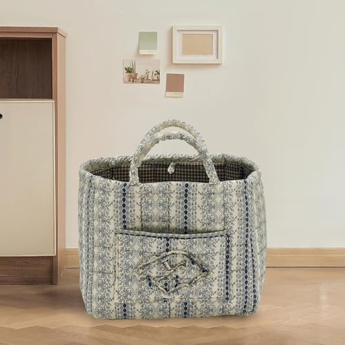Boho Fabric Storage Basket, Large Capacity Laundry Basket, 12.2'' x 10.23'' x 10.23'' Collapsible Laundry Hamper with Easy Carry Handles (B Multi-Color 4, L) - color: B Multi-Color 4