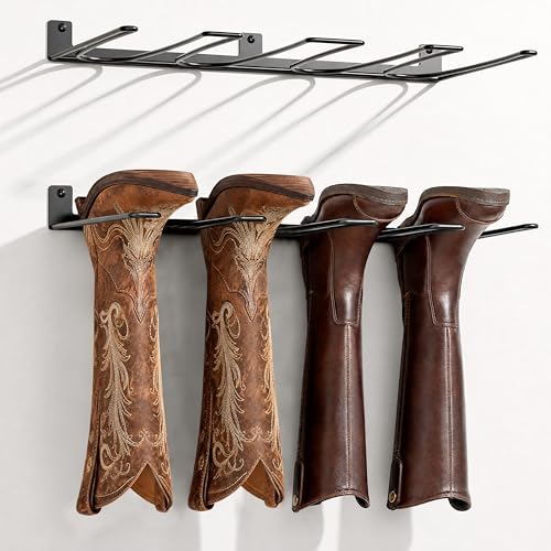 ORLESS Wader Hangers 4-Pair Boot Rack Garage Storage, Cowboy Boot Holder, Metal Wire Organizer for Entryway - color: Black, size: 17.12L" x 8.66W" x 1.57H"