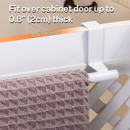 Cabinet Door Towel Bar, Kitchen Towel Holder, White 2 Pack - color: White