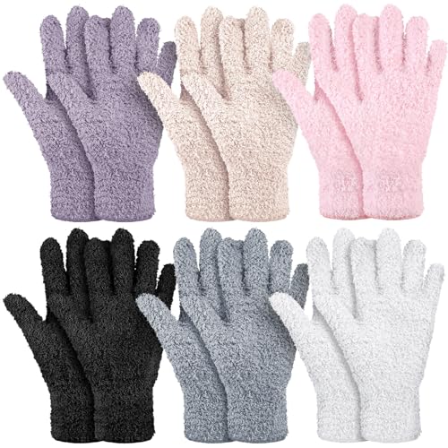 Bencailor 6 Pairs Microfiber Dusting Cleaning Gloves, Medium, Elegant Color - color: Elegant Color, size: Medium