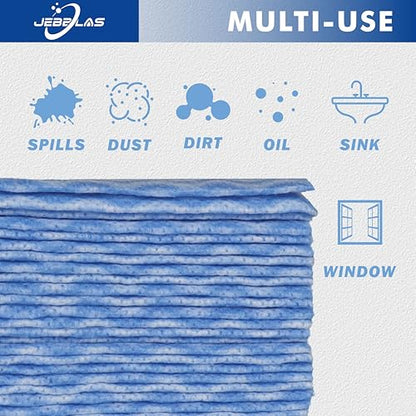 JEBBLAS Handi Wipes Reusable Cloths Dry Cleaning Cloths Dish Towel Kitchen Towel Handy Cleaning Wipes,Pack of 50, Blue - color: Blue
