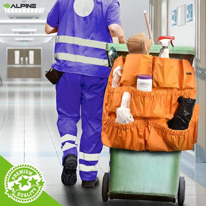 Alpine Trash Can Caddy Bag for Commercial Cleaning with 12 Pockets - size: 1-pack