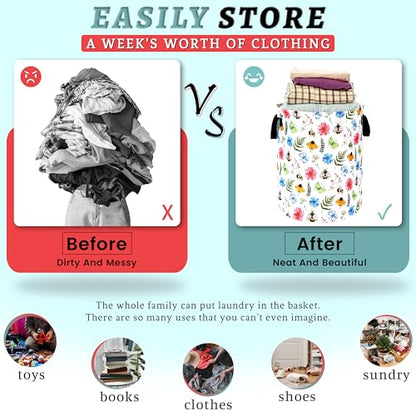 Cute Bee Floral Laundry Basket Oxford Cloth Foldable Hamper 18.9x16.5Inch - color: Cute Bees With Floral Flowers