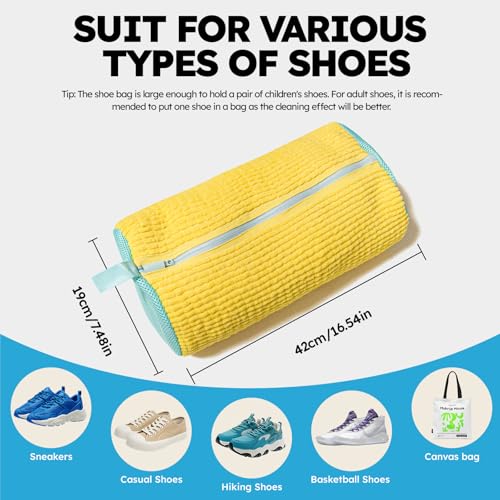 Shoe Washing Machine Bag: Laundry Shoe Bag Keeps Clean - Reusable Shoe Washing Bag for Sneaker Tennis Shoes Unstain Cleaner Kit(Yellow 2 Pcs) - color: Yellow