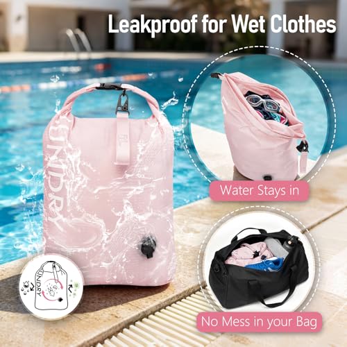WiseBoy 2 Pack Travel Laundry Bag, Compression Storage for Dirty Clothes - color: Navy & Pink