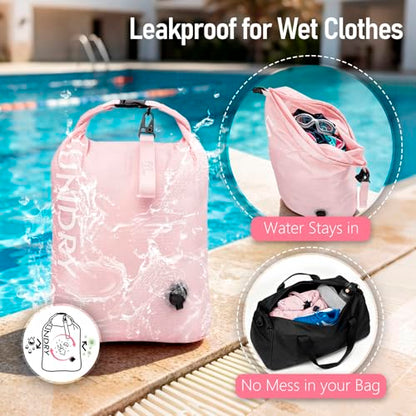 WiseBoy 2 Pack Travel Laundry Bag, Compression Storage for Dirty Clothes - color: Navy & Pink