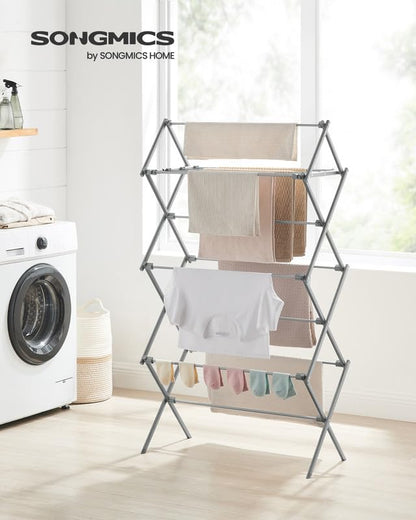SONGMICS Foldable Clothes Drying Rack, 29.5 x 14.6 x 53.1 Inches - color: Gray, size: 29.5" W