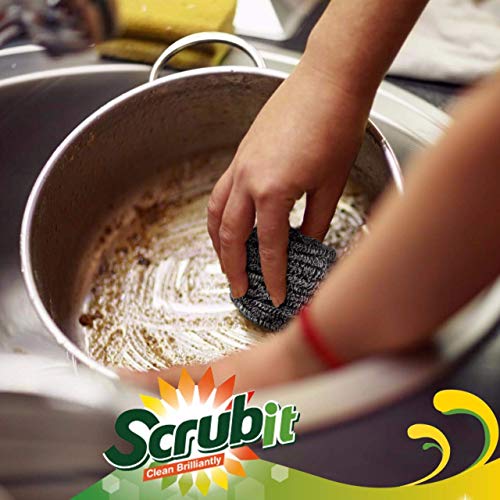 12 Pack Stainless Steel Scourers by Scrub It – Steel Wool Scrubber Pad Used for Dishes, Pots, Pans, and Ovens. Easy scouring for Tough Kitchen Cleaning. (X Large (80 gram)) - size: X Large (80 gram)