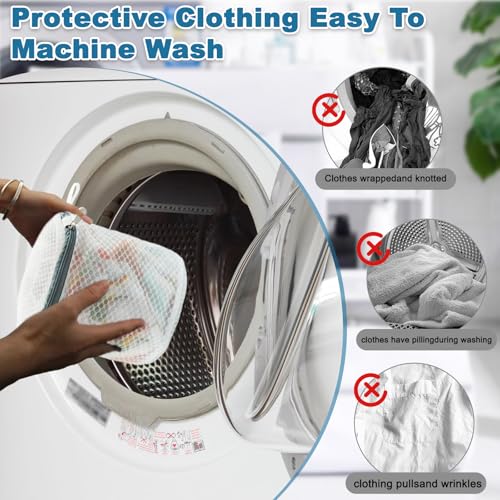 1PCS Mesh Laundry Bags, Protective Washing Bags with Zipper, Delicates Anti Tangle Anti Pilling Travel Storage, White, 5.85×6.24 in - size: 5.85×6.24 in