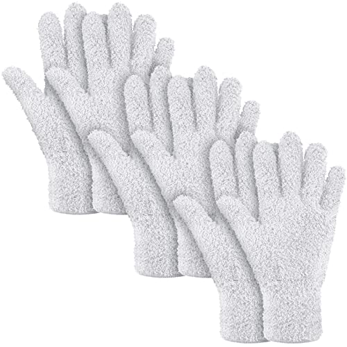 Patelai 3 Pairs Microfiber Dusting Gloves for Plants Leaf, Large - color: White, size: Large