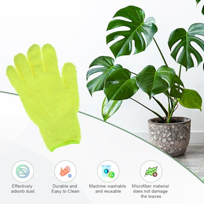M METERXITY Dusting Gloves, Reusable Washable Mittens for Plants/House/Cars/Blinds Dusting, Leaf Cleaning Glove Mittens - color: Lime Green, size: 7 x 9.5 cm