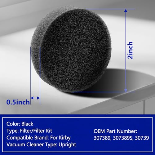 HASMX Foam Sponge Filter for Kirby Upright Vacuum Cleaners G3, G4, G5, G6, Ultimate G, Diamond Edition and Sentria, Carpet Shampoo System Tank Filter Sponge Part Number 307389, 307389S, 30739 (4)