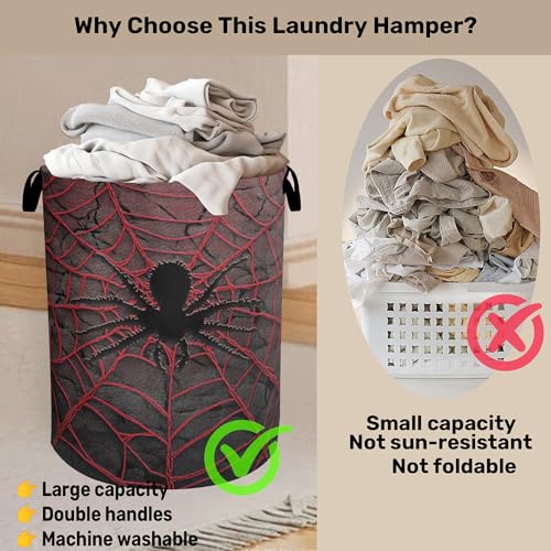 Spider Web Cool Foldable Laundry Hamper - Waterproof Fabric Storage Basket with Handles, Clothes Hampers for Laundry,Bedroom,Dorm - color: Spider Web Cool