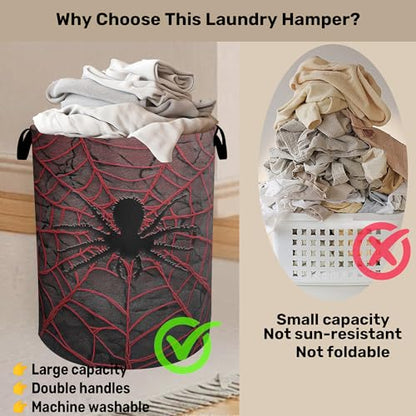 Spider Web Cool Foldable Laundry Hamper - Waterproof Fabric Storage Basket with Handles, Clothes Hampers for Laundry,Bedroom,Dorm - color: Spider Web Cool