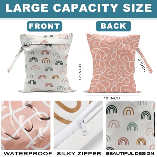 2Pcs Cute Rainbow Wet Bag Wet Dry Bag Reusable with Zipper, 12x10 Inch - color: Multicolor 1474