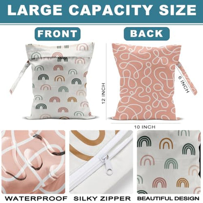 2Pcs Cute Rainbow Wet Bag Wet Dry Bag Reusable with Zipper, 12x10 Inch - color: Multicolor 1474