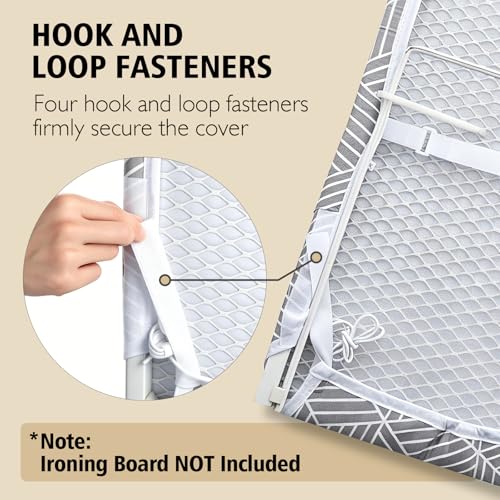 Seiritex Over the Door Ironing Board Cover 14 x 42 inch, Thick Padding w Hook and Loop Fasteners Wall Iron Board Cover (Gray Cube Update Version) - color: Gray Cube, size: 14x42 Update