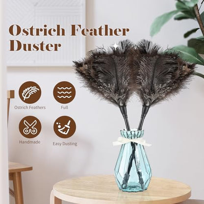 Natural Ostrich Feather Duster 14.9 inch Fluffy Mini Dusters - color: Natural-a-2pcs