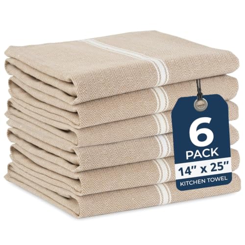LANE LINEN Dish Towels for Kitchen Drying 100% Cotton Absorbent 6 Pack - color: 06: Beige, size: 06 Pack