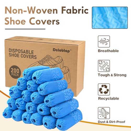 DclobTop 200PackShoe Covers Disposable Non-Slip - – Non-Woven Breathable Shoe Covers for Indoors, Durable Booties for Shoe Covers, 2 Size Fits Up To 12 US Men and 13 US Women Size, Blue - color: Blue, size: 100Pack(L)+100Pack(XL)