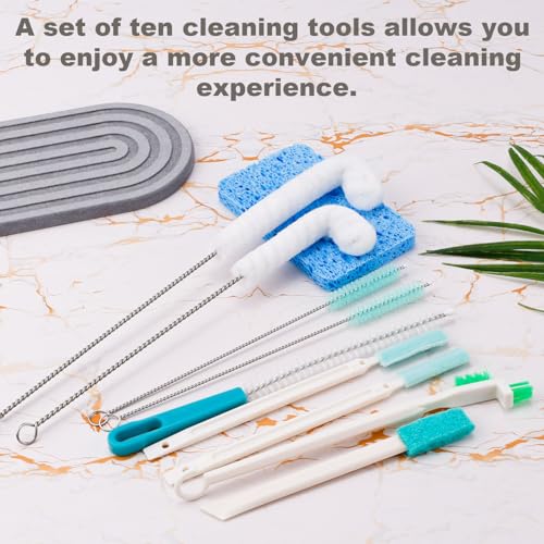 10pcs Ice Machine Cleaner Brush Sets, Multipurpose Ice Maker Crevice Cleaning Brushes Small Cleaning Brush for Household Use Water Bottle Straw Spout Cooler Cleaning Tools Kit