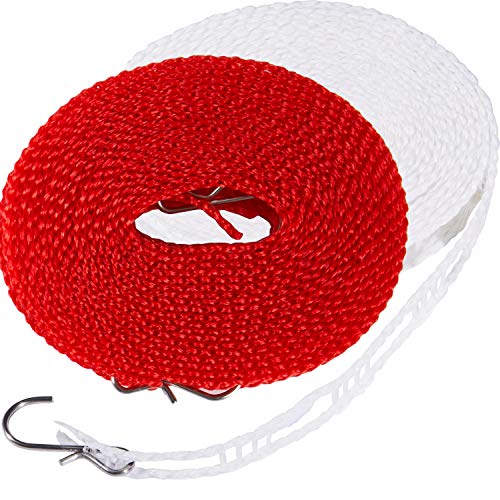 Foshine Clothesline 5m 1.64ft Length 2 Pack Clothes Drying Rope - color: White,red, size: 2 Pack